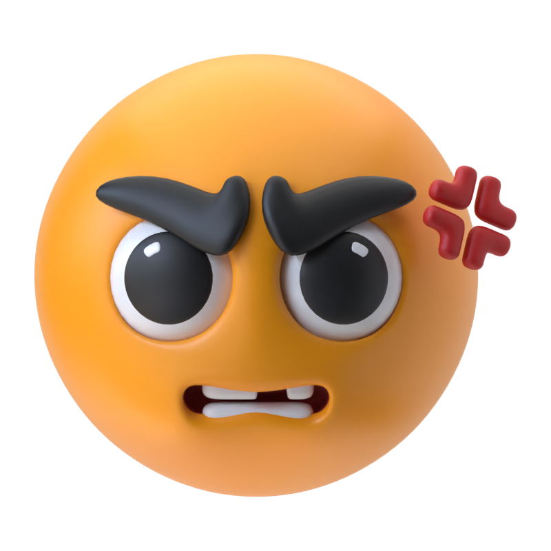 Angry Face 3D Icon