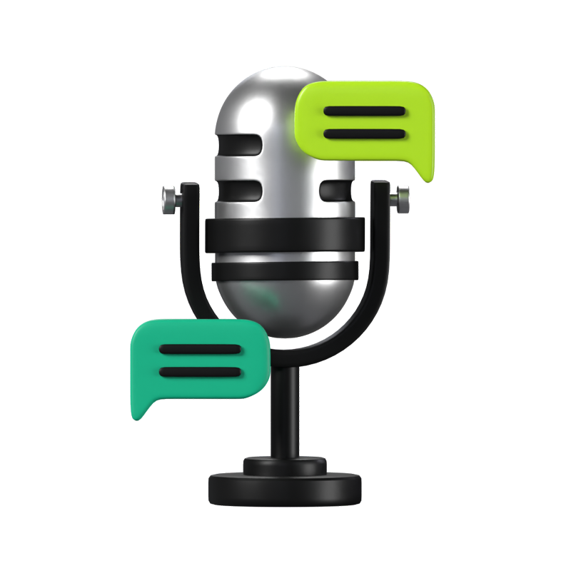 Podcast Mic 3D Animated Icon 3D Graphic