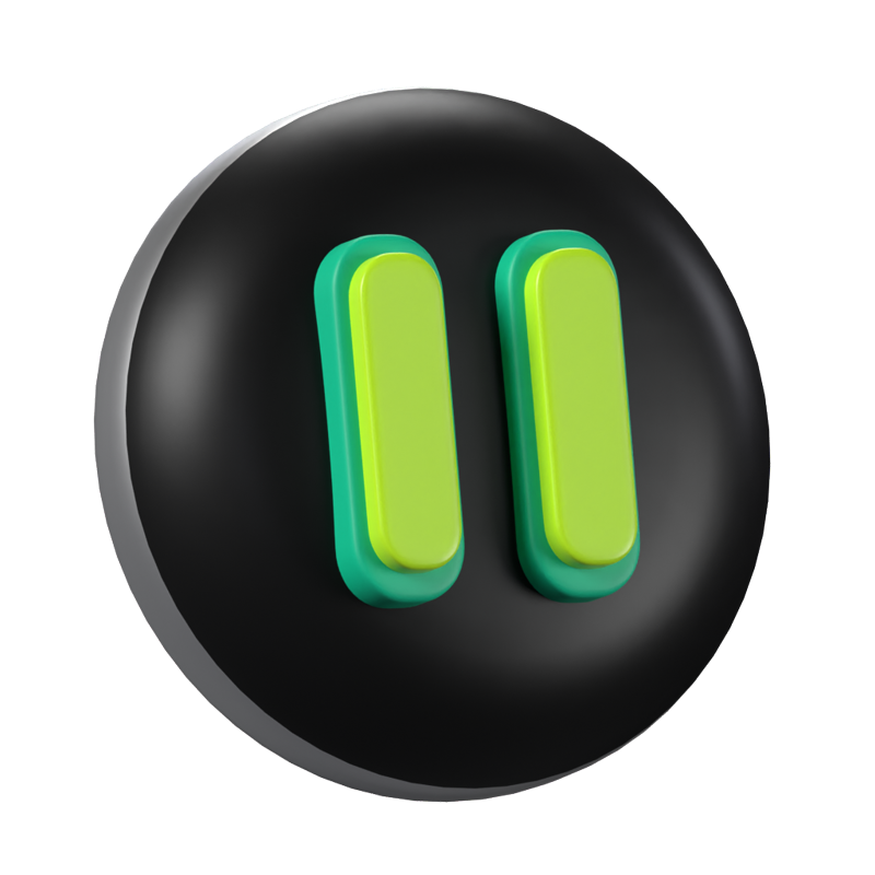 Pause Button 3D Animated Icon 3D Graphic