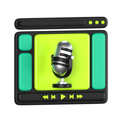 Icono animado en 3D de plataforma de alojamiento de podcasts 3D Graphic