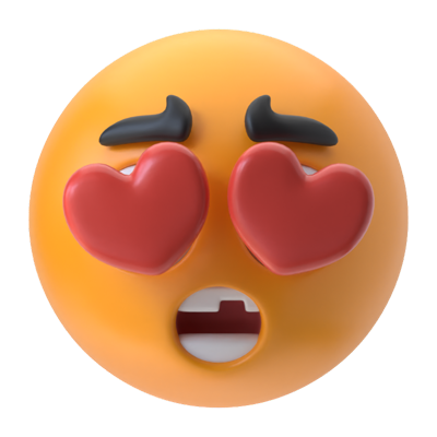 Heart Eye Face 3D Icon 3D Graphic