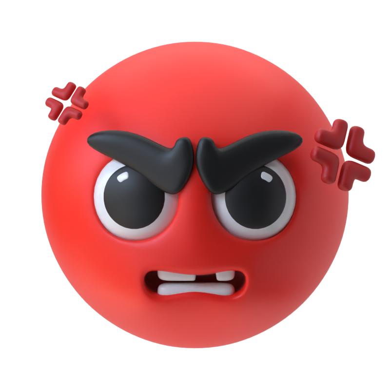 Furious Face 3D Icon 3D Graphic