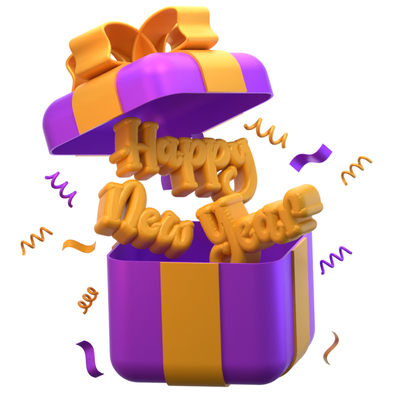 Happy New Year Giftbox 3D Icon 3D Graphic