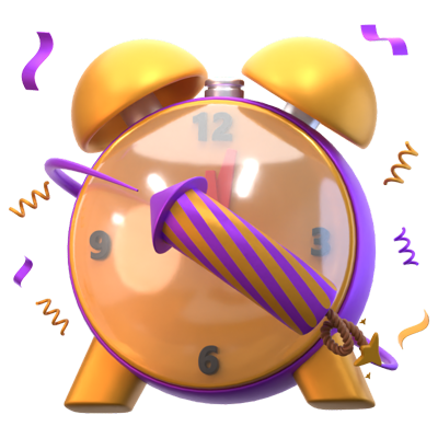 Clock Midnight 3D Icon 3D Graphic