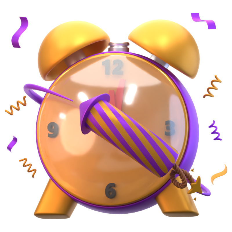 Clock Midnight 3D Icon 3D Graphic