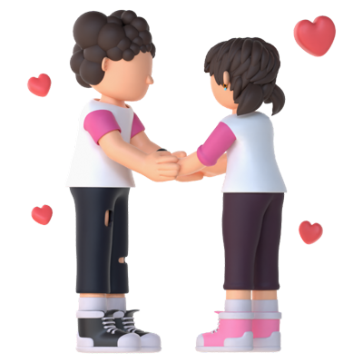 3D Couple Character Holding Hands Pose 3D Graphic