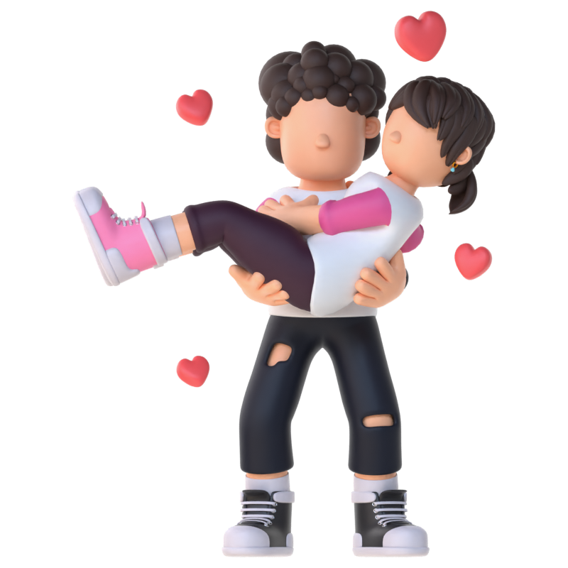 3D Couple Character Princess Carry Pose