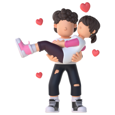 3d couple character princess carry pose 3D Graphic