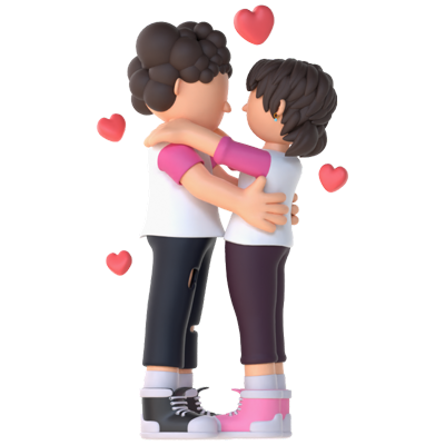 3D Couple Character Looking At Each Other Pose 3D Graphic