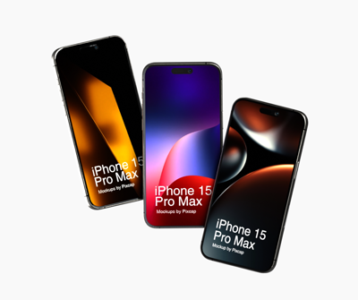 Three iPhone 15 Pro Max Sliding 3d Animated Mockup 3D Template