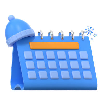 Winter Calendar 3D Icon 3D Graphic