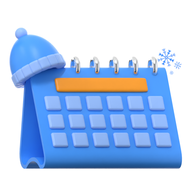 Winter Calendar 3D Icon 3D Graphic