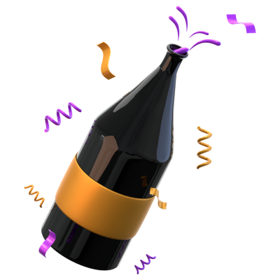 Champagne Bottle 3D Icon 3D Graphic