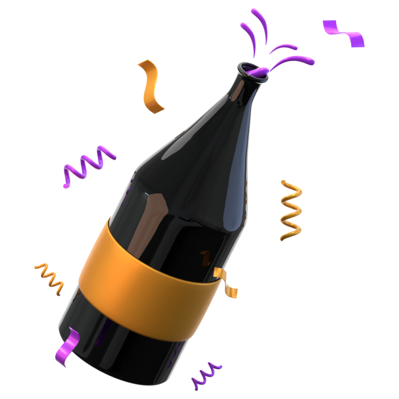 Champagne Bottle 3D Icon 3D Graphic