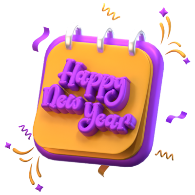 Happy New Year Calendar 3D Icon 3D Graphic