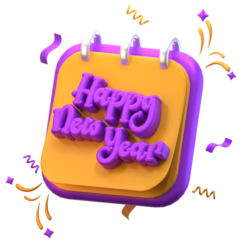 Happy New Year Calendar 3D Icon