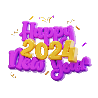 Happy New Year 2024 3D Icon 3D Graphic