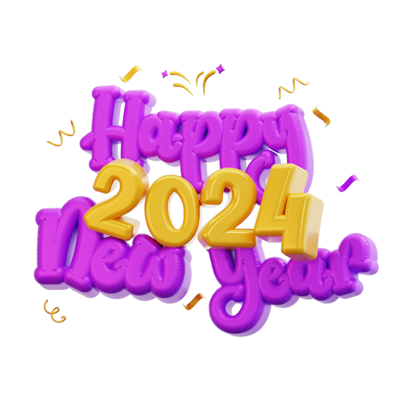 Happy New Year 2024 3D Icon 3D Graphic