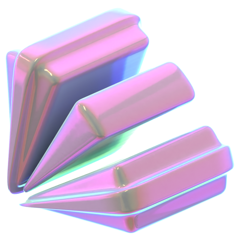 Hologram Geometric  Bend Cube 3D Icon 3D Graphic