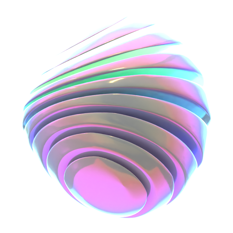 Hologram Geometric Wave Bend Sphere 3D Icon 3D Graphic