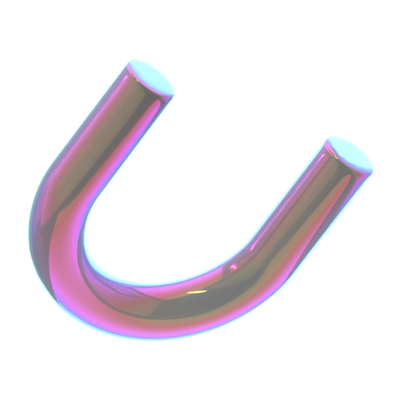 Hologramm Geometrische U-Form 3D-Symbol 3D Graphic