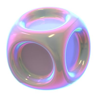 Hologram Geometric Round Cube 3D Icon 3D Graphic