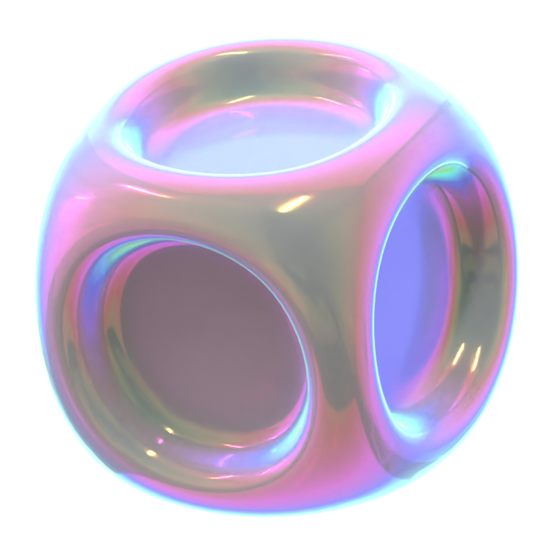 Hologram Geometric Round Cube 3D Icon 3D Graphic