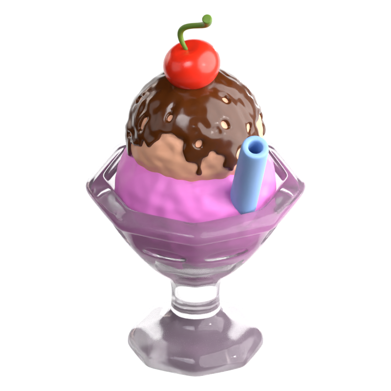 Ícone 3D Ice Cream Sundae 3D Graphic