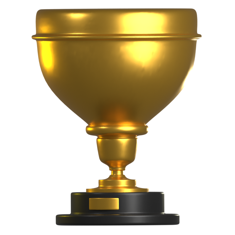 Golden Trophy Bowl Shape 3D Icon 3D Graphic