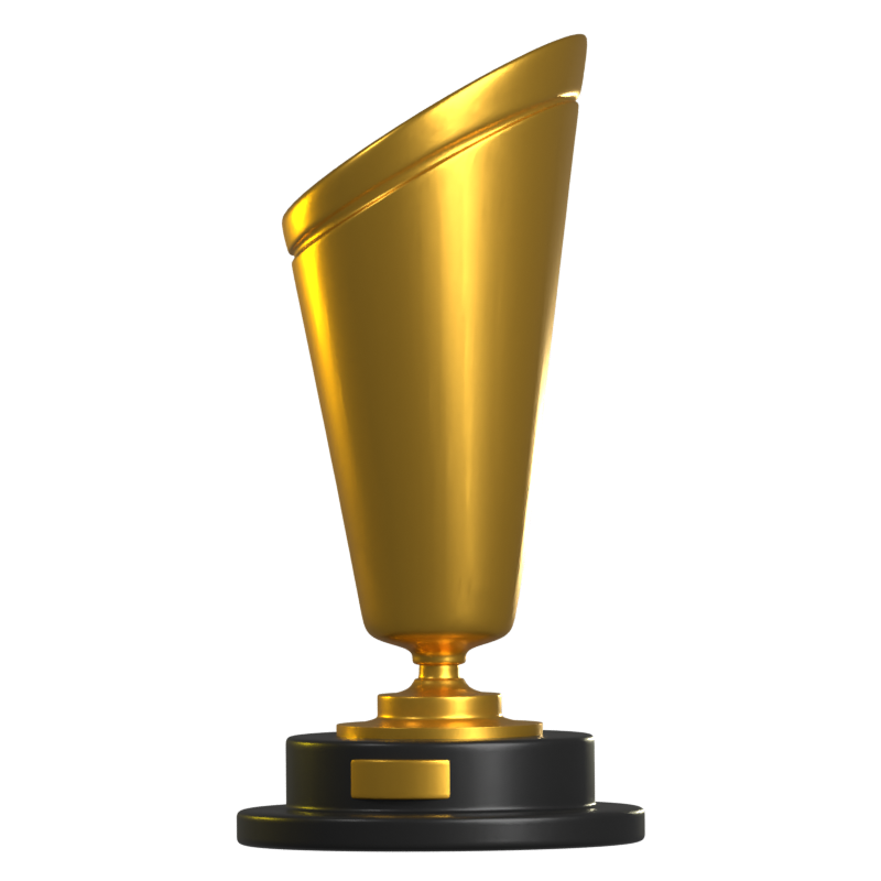 Golden Trophy Cylinder Shape 3D Icon