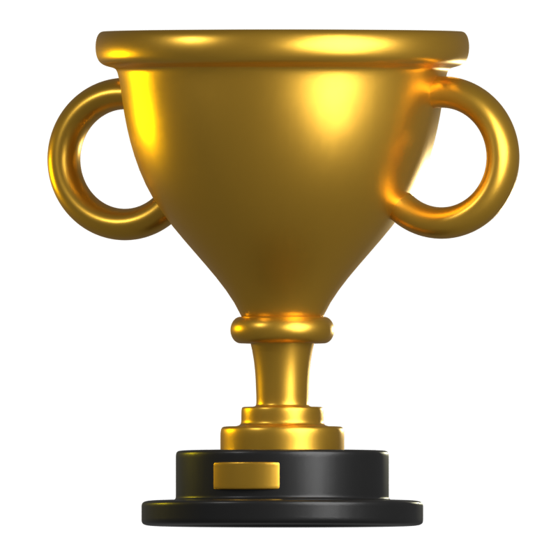 Golden Trophy Funnel Shape 3D Icon