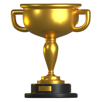 Golden Trophy High Cup Shape 3D Icon 3D Graphic