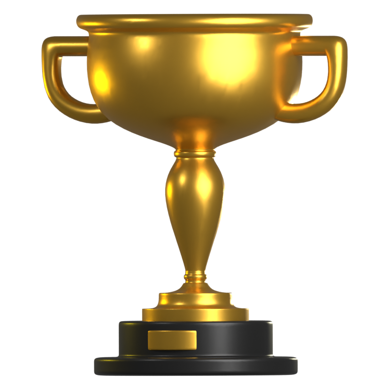 Golden Trophy High Cup Shape 3D Icon