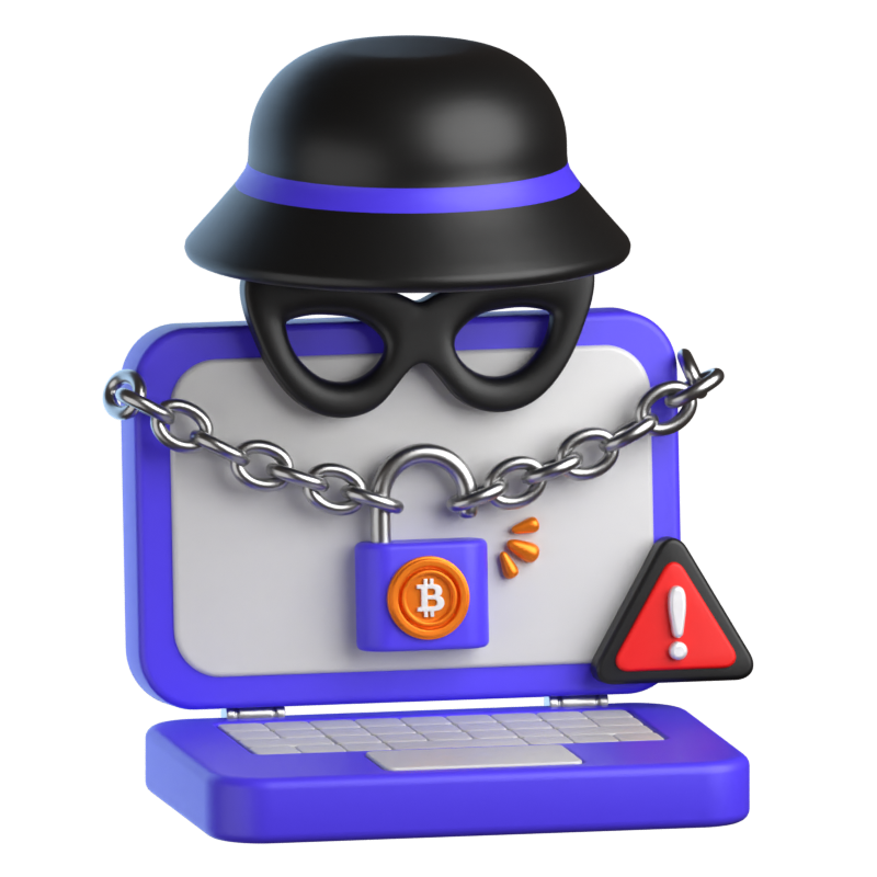 Icono 3D del criptofraude 3D Graphic