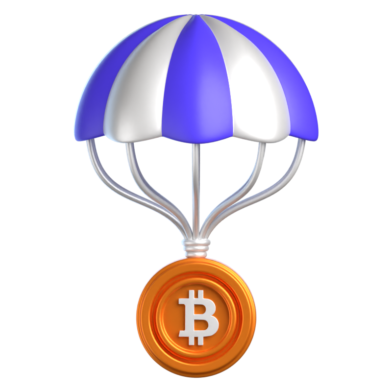 Ícone 3D do Crypto Airdrop 3D Graphic