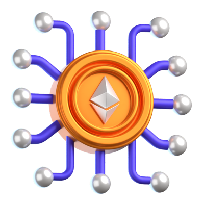 icono 3d de la red ethereum 3D Graphic