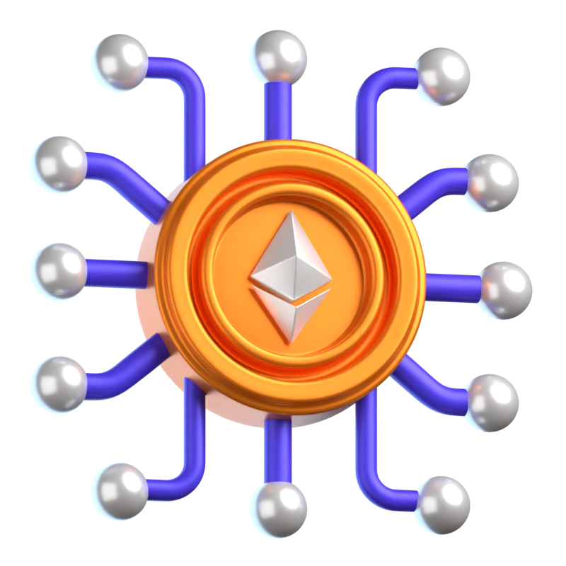 Ethereum Netzwerk 3D-Symbol 3D Graphic