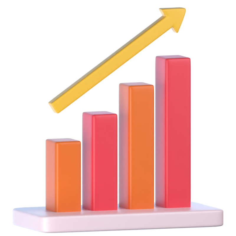 Increase Chart 3D Icon 3D Graphic