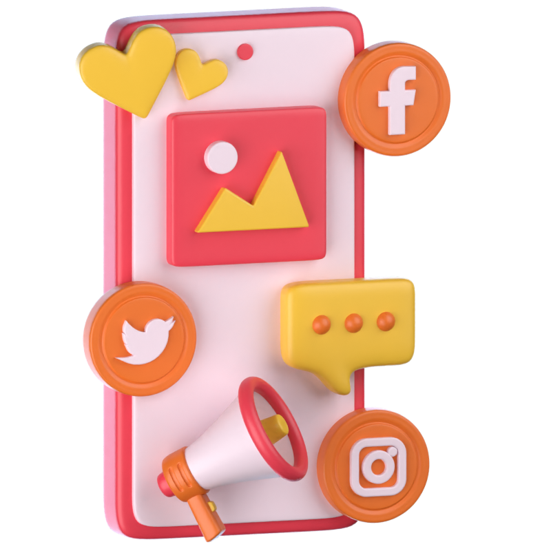 Social Media Marketing 3D Icon 3D Graphic