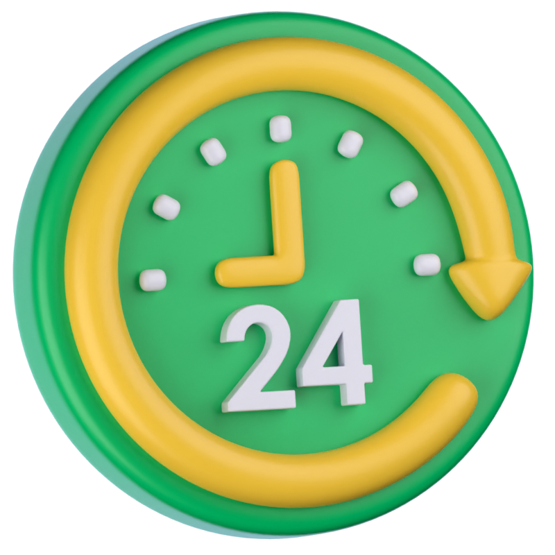 24 Hour Delivery 3D Icon