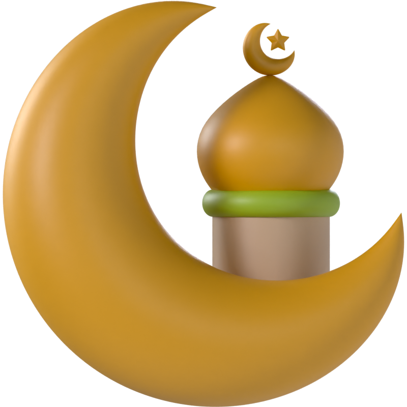 Mondsichel und Moschee 3D Icon 3D Graphic