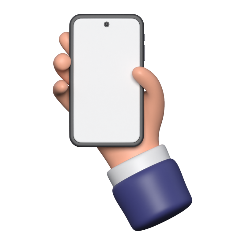 Eine Hand hält Smartphone 3D-Symbol 3D Graphic