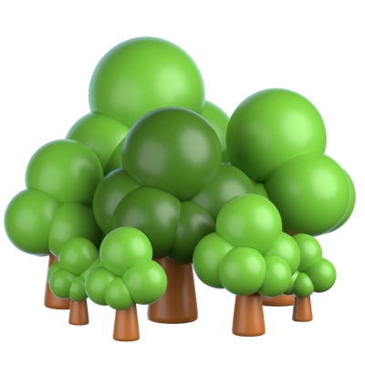 Icono 3D del bosque verde 3D Graphic