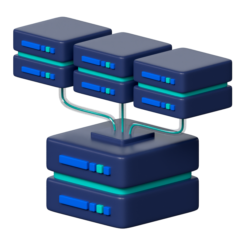 Icono 3D de integración de datos