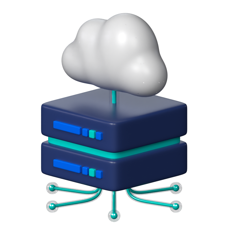 Icono 3D del servidor de datos en la nube