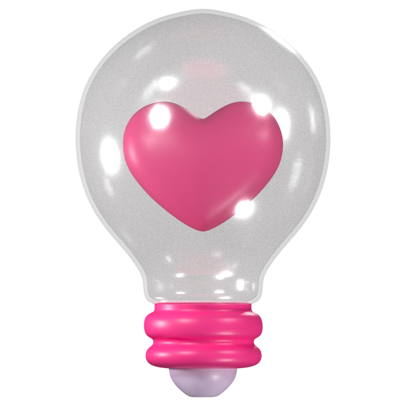 Love Bulb 3D Icon 3D Graphic