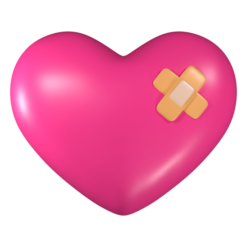 Love Heart With Bandage 3D Icon