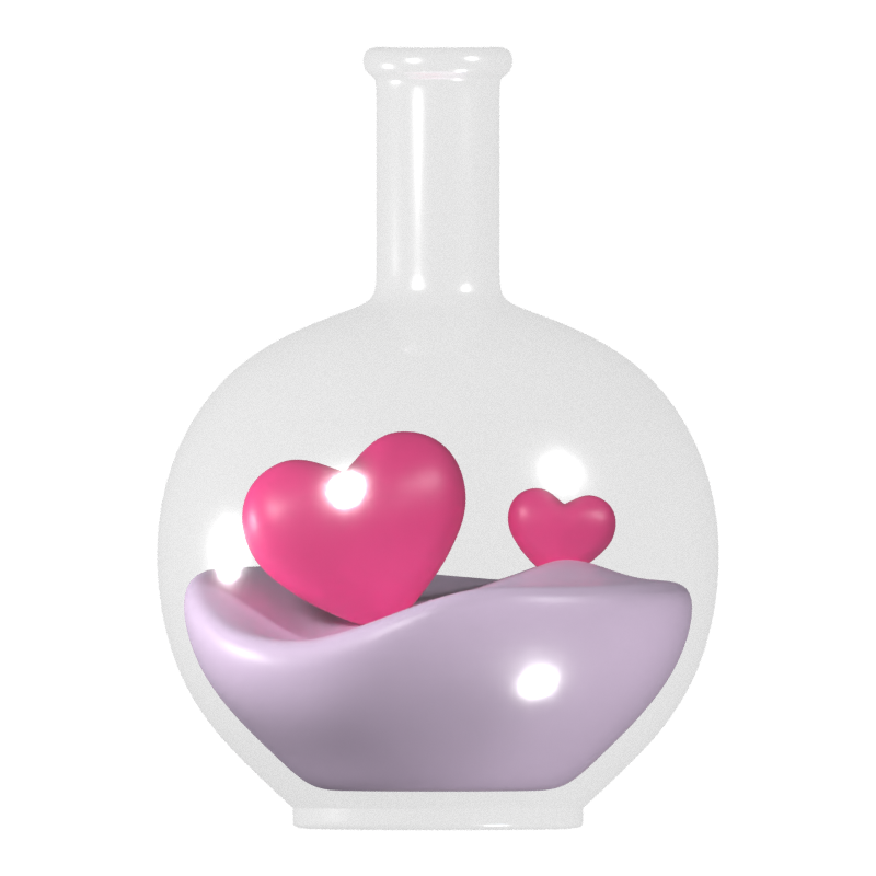 Love Potion Glass Bottle 3D Icon 3D Graphic