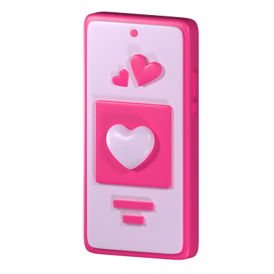 Phone Love Message 3D Icon 3D Graphic