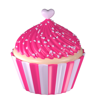 cupcake rosa del amor icono 3d 3D Graphic